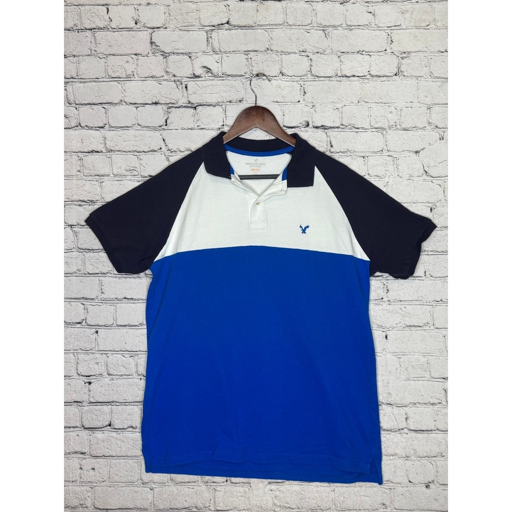 American Eagle Outfitters Core Flex Color Block Polo Shirt Men's L‎